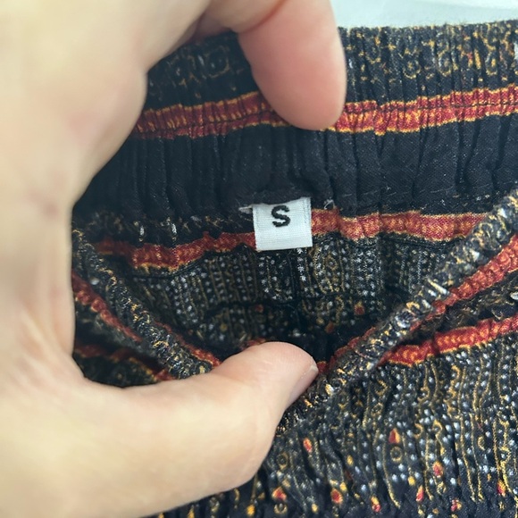 Women"s Pull On Harem Pants Sz S Peacock Boho Hippie Yoga Smocked Stretch Waist - Picture 3 of 8